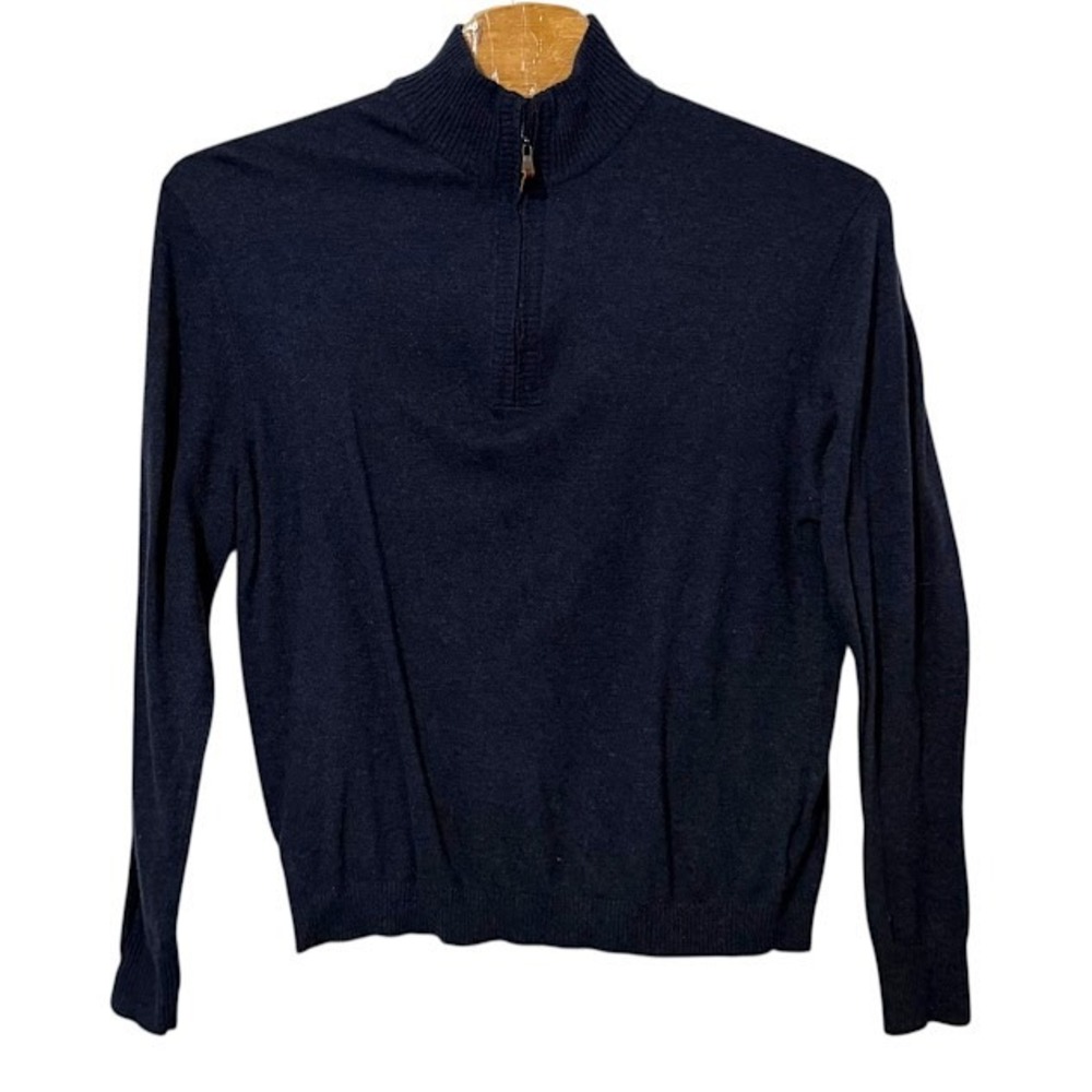 Five‎ Four Angora Blend Navy Blue 1/4 Zip Pullover Sweater Mens XXL